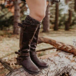 Women's Vintage Low Heel Knee-High Boots 55794092C