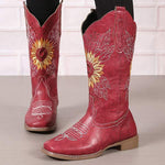 Women's Vintage Embroidered Chunky Heel Long Boots 54607670C