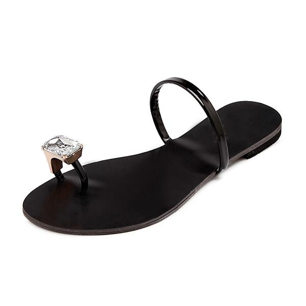 Women's Fashionable Toe Ring Rhinestone Slippers 79303217S