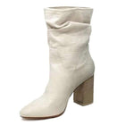 Women's Round Toe High Heel Slip-On Ankle Boots 63306440C