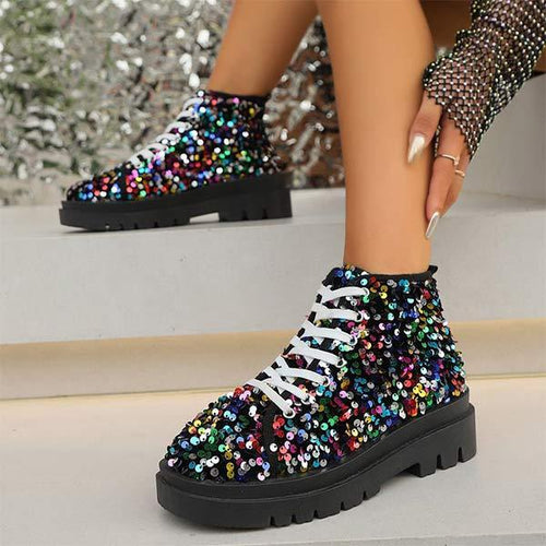 Women's Sequin Platform Ankle Boots 69056031C