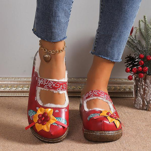 Women's Ethnic Style Printed Thick Sole Plush Slippers 25893036S