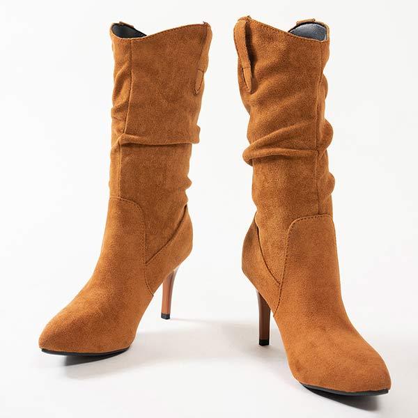 Women's Pointed Toe Suede Mid-Calf Stiletto Boots 62304630C