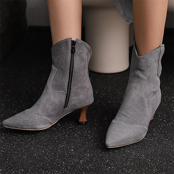 Women's Fashion Rhinestone High Heel Ankle Boots 14418968S