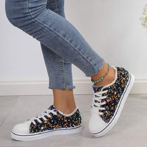 Women's Lace-Up Low-Top Sporty Casual Sneakers 22625756C