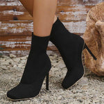 Women's Pointed Toe Stretch High-Heeled Sock Boots 38962200C