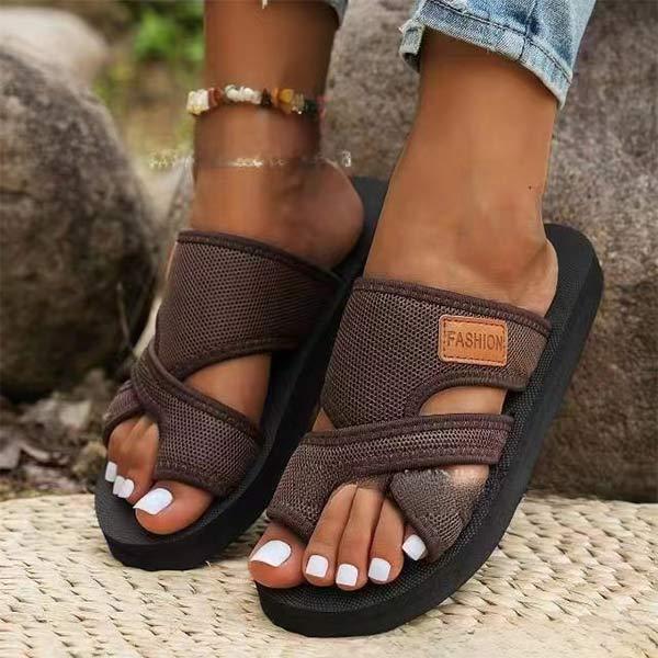 Women's Breathable Mesh Peep Toe Thong Slide Sandals 61678169C