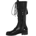 Women's Fashion Lace-Up Knee-High Boots with Side Decorative Bags 32036971S