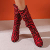 Women's Sexy Leopard Print Pointed Toe High Heel Knee-High Boots 80751028C