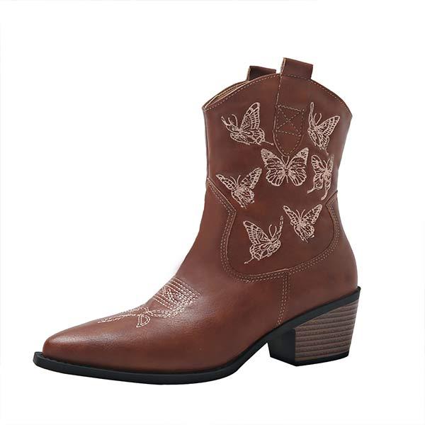 Women's Pointed Toe Vintage Embroidered Western Cowboy Boots 55870739C