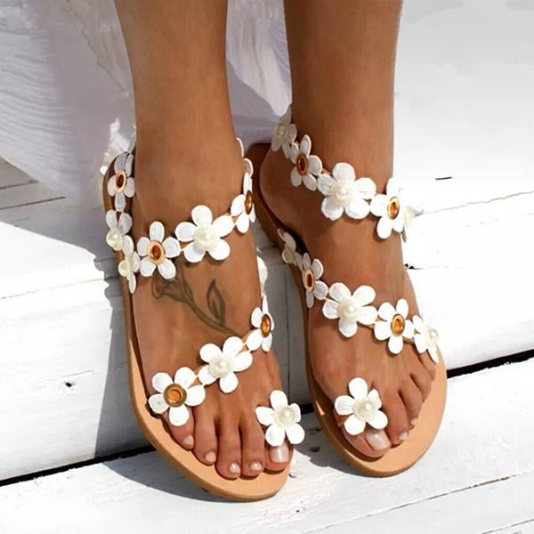 Women's Flat Floral Slip-On Elastic Sandals 20995170C