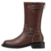 Women's Brown Vintage Chunky Sole Short Boots 94864799C
