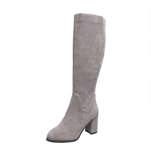 Women's Fashion Solid Color Warm Side Zipper Thick Heel Boots 42066660C