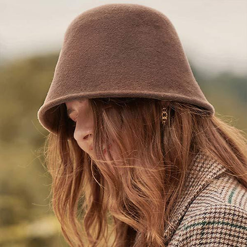 Women's Round-Top Wool Felt Fisherman Hat 21220620C