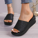 Women's Sequined Anti-Slip Casual Wedge Slippers 62405657S