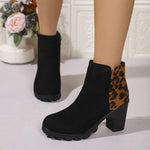 Women's Leopard Print Block Heel Ankle Fashion Boots 47030311C