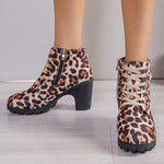 Women's Autumn/Winter Lace-Up Chunky Heel Ankle Boots 10477515C