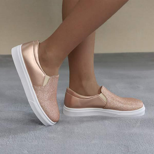 Women's Flat Shoes with Elastic Band and Glitter Detail 77826500C