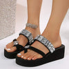 Women's Rhinestone Wedge Thick-soled Fish Mouth Fashion Slippers 64948813C