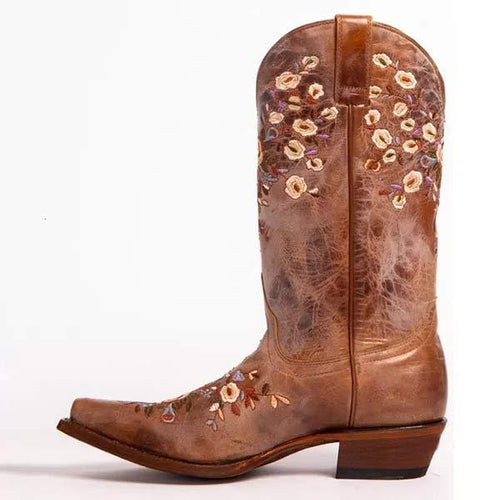 Women's Vintage Embroidered Western Cowboy Bohemian High-Calf Pull-on Boots 25145871C