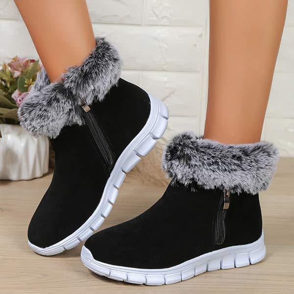 Women's Fleece-Lined Snow Boots with Fur Collar 02151447C