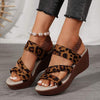 Women's Leopard Print Platform Wedge Sandals 92656223C