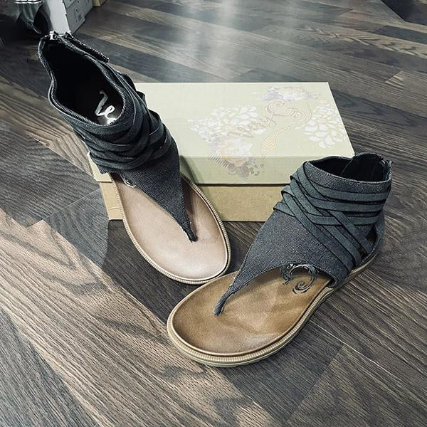 Women's Vintage Strap Crossover Flat Flip Sandals 72547654C