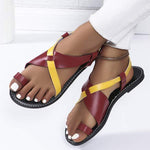 Women's Thin Strap One-Buckle Flat Toe Roman Sandals 20034120C