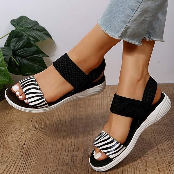 Women's Peep Toe Elastic Sandals with Fisherman Design 93336666C
