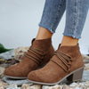 Women's Lace-Up Square Heel Low Ankle Fashion Boots with Rear Zipper 69668715C