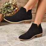 Women's Casual Back Zipper Low Heel Chunky Ankle Boots 88021018C