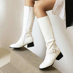 Women's Fashion Chunky Heel Buckle Knee-High Boots 61649720S