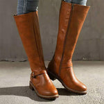 Women's Side Zipper Chunky Heel Over-the-Knee Boots 09307627C