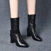 Women's Pointed Toe Side Zipper Vintage Bow Detail Mid-Calf Boots 99222891C