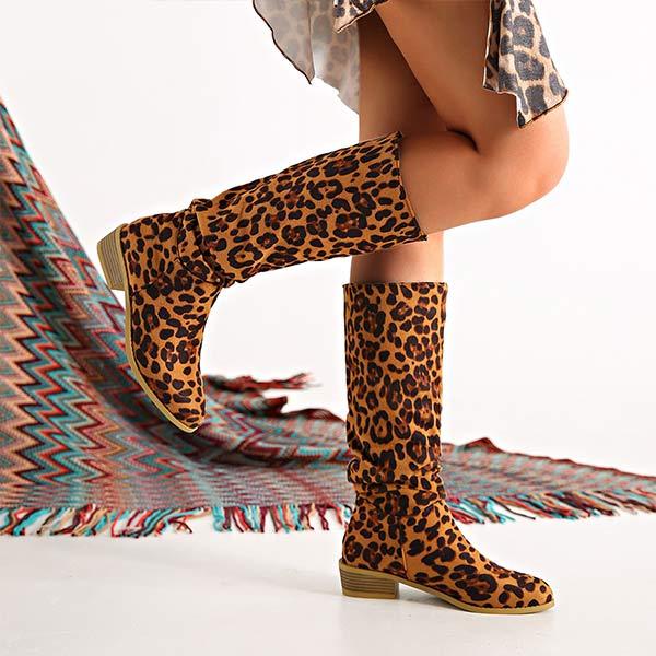 Women's Leopard Print Knee-High Boots 91739966C