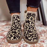 Women's Leopard Print Warm Back-Zip Snow Boots 80597943C