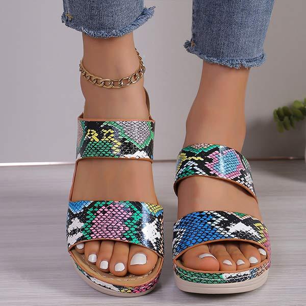 Women's Leopard Print Wedge Heel Slide Sandals 08588662C