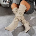 Women's Denim Stiletto High Heel Knee-High Boots 96155304C