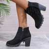 Women's High-Heel Tassel Martin Boots with Block Heel 49999840C