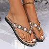 Women's Rhinestone Toe-Ring Flat Roman Sandals 56338843C