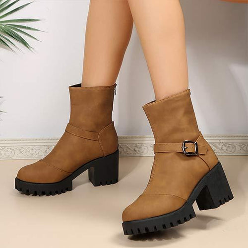 Women's Chunky Heel Short Shaft Martin Boots 95980633C