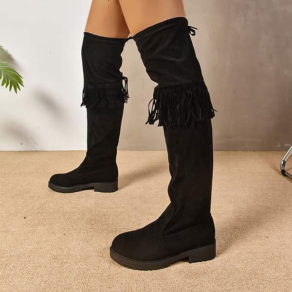 Women's Fashion Fringe Over-the-Knee Boots 63628714C