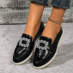 Women's Rhinestone Square Buckle Loafers 93516077C