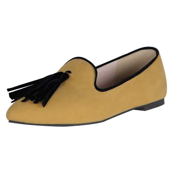 Women's Fashion Pointed Toe Tassel Flats 68026273C