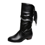 Women's Casual Round Toe Lace Back Mid Boots 39565109S