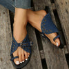 Women's Retro Studded Toe Ring Flat Slippers 22141087S