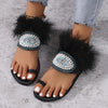 Women's Fashion Plush Beaded Toe Ring Flat Sandals 48984142S