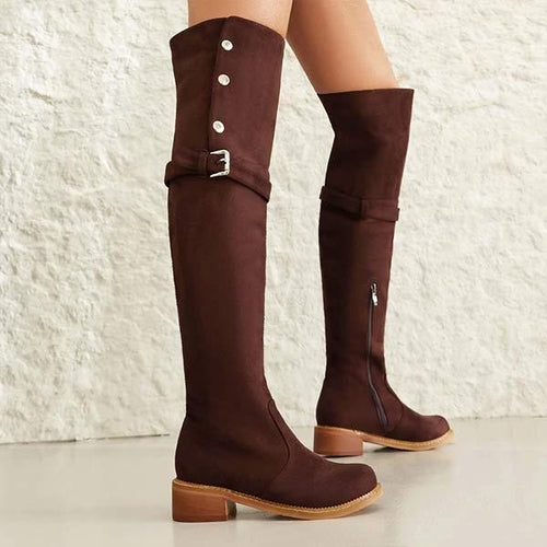 Women's Casual Low-Heel Over-the-Knee Boots 55592675C