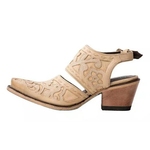 Women's Embroidered Square Toe Chunky Heel Sandals 10984481C