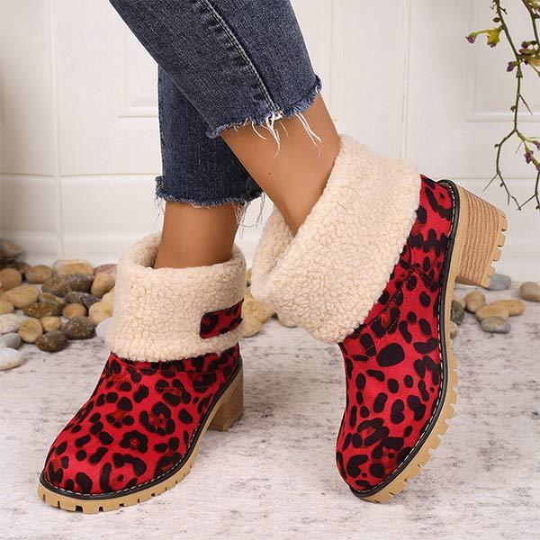 Women's Block Heel Plush Snow Boots 35356518C